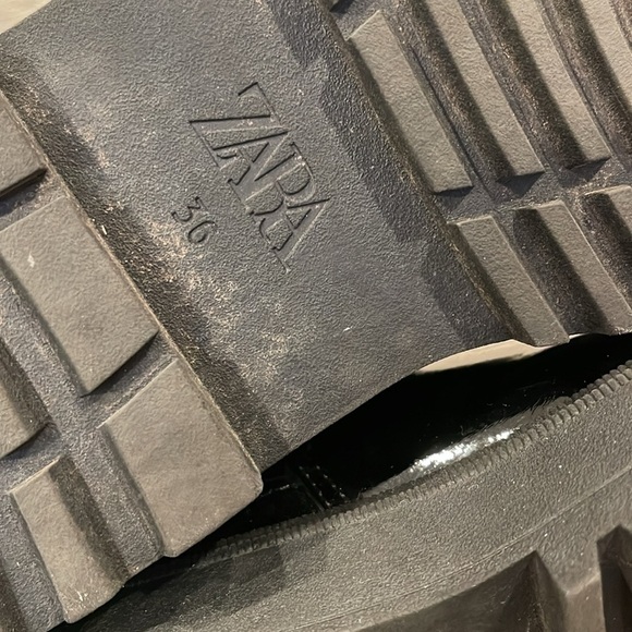 Zara Black Patent Leather Ankle Boots Size 36 - Picture 8 of 8